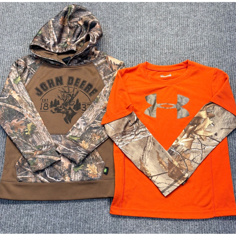 John Deere Hoodie Under Armour Camo Shirt Bundle Boys Size 6 Hunting Orange
